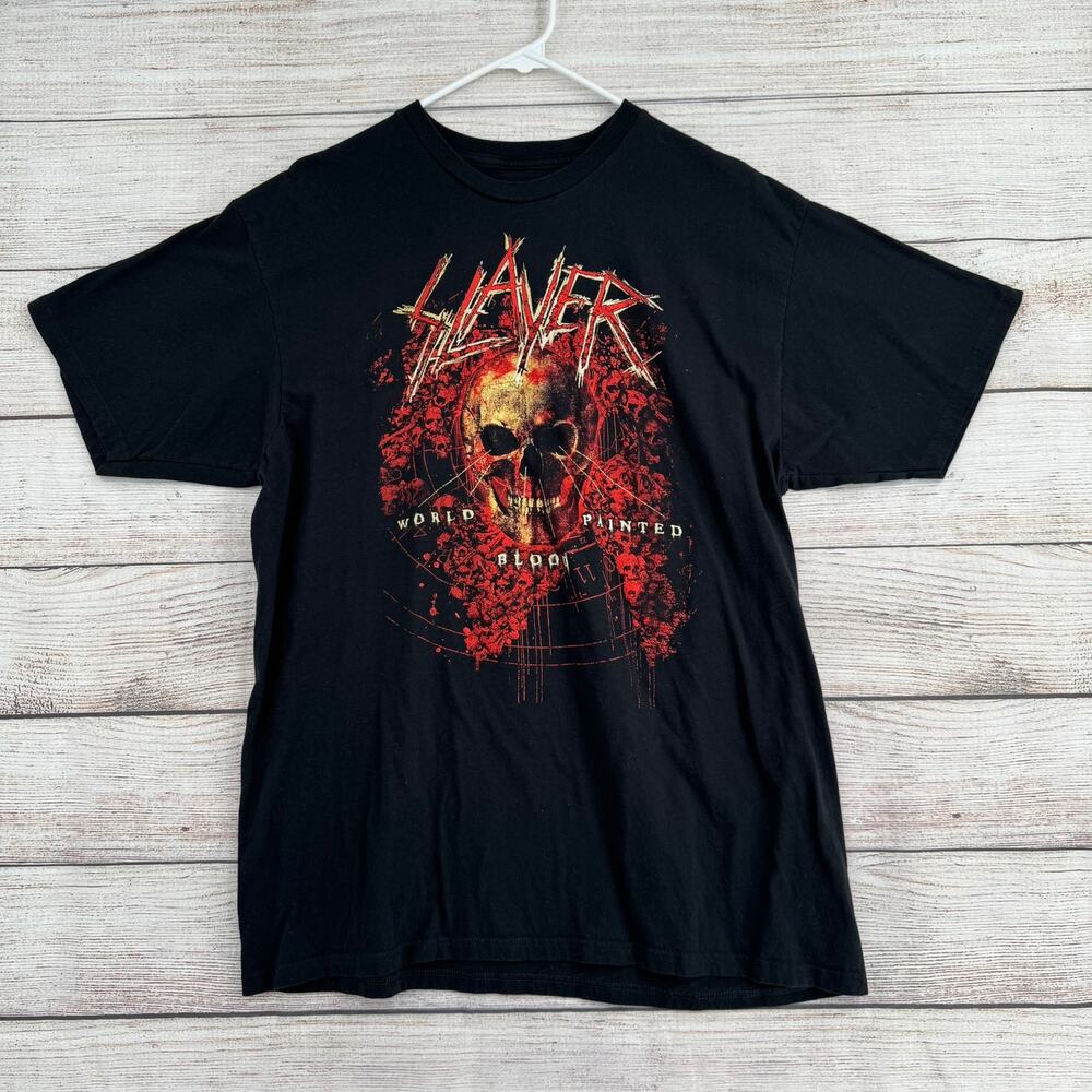Slayer World Painted Blood Album Short Sleeve T-Shirt Adult XL Black Red